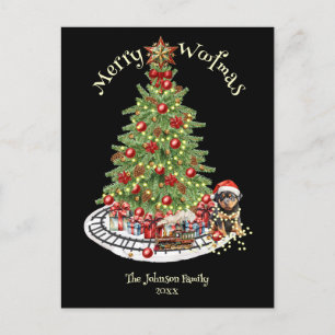 Postal Festiva Diseño de perro Feliz Woofmas - Rottweiler
