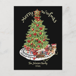 Postal Festiva Diseño de perro Feliz Woofmas - Yorkie
