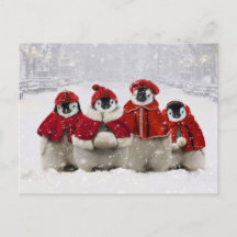 Diseño de pingüinos Navidades rojos y blancos