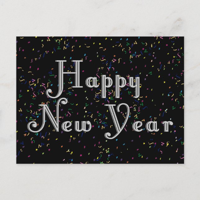 Postal Festiva Diseño de texto de año nuevo feliz (Anverso)