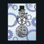 Postal Festiva Diseño de vacaciones Steampunk Snowman Gear<br><div class="desc">Desee a sus amigos, clientes y vecinos una temporada navideña muy "Gearry" con este diseño gráfico único. El personaje destacado es un muñeco de nieve hecho de relojes vintage, engranajes y brazos de reloj. Perfecto para cumpleaños, Navidades, deseos de Kwanzaa y Hanukkah. También es ideal para aquellos que disfrutan de...</div>