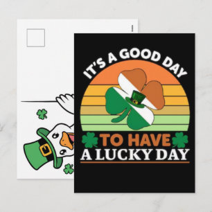 Postal Festiva Diseño divertido de ganso afortunado para el día d