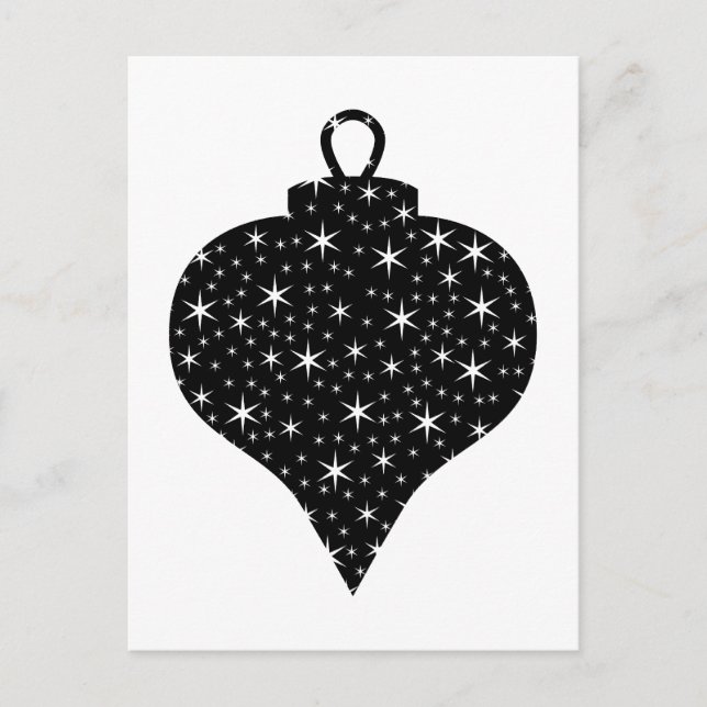 Postal Festiva Diseño en baudible de Navidades blancos y negros. (Anverso)