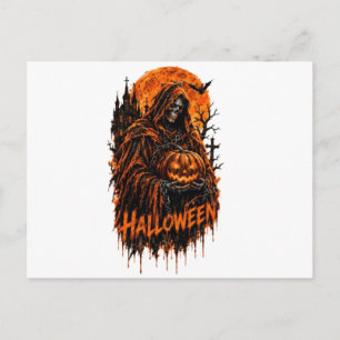 Postal Festiva Diseño espeluznante gótico de calabaza de la Muert