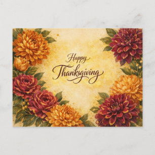 Postal Festiva Diseño Floral de Otoño con Tonos Ricos y Brillante