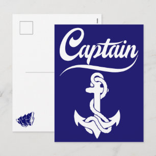 Postal Festiva Diseño Náutico Ancla Barco de Vela Capitán