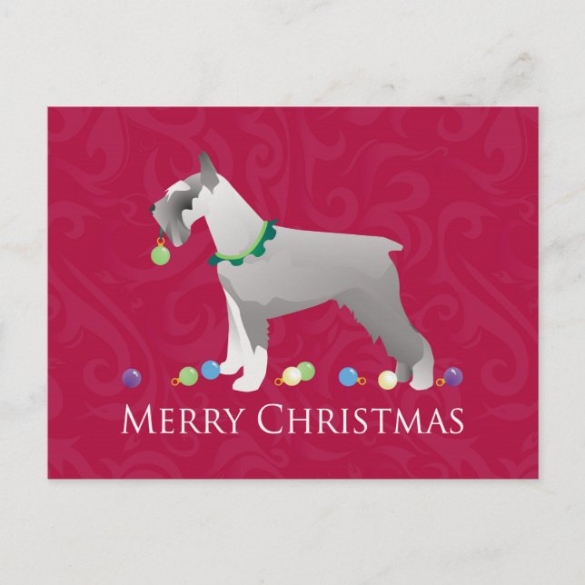Postal Festiva Diseño navideño Schnauzer Merry (Anverso)