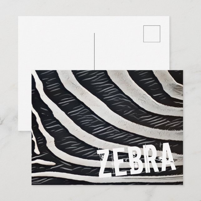 Postal Festiva Diseño negro y blanco de piel de cebra para el ama (Anverso / Reverso)