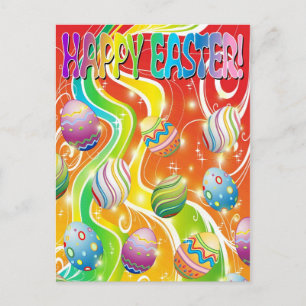 Postal Festiva Diseño ornamental de huevos de Pascua