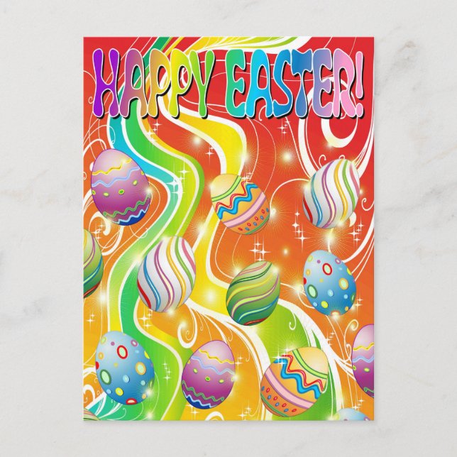 Postal Festiva Diseño ornamental de huevos de Pascua (Anverso)