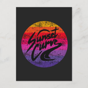 Postal Festiva Diseño retro de curva de atardecer