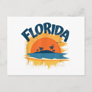 Postal Festiva Diseño Retro Vintage de Camiseta de Florida Sunshi