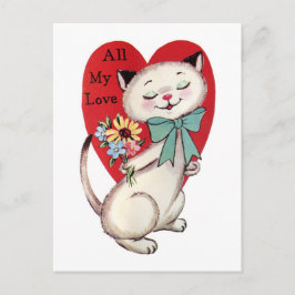 Postal Festiva Diseño retro vintage de San Valentín de amor