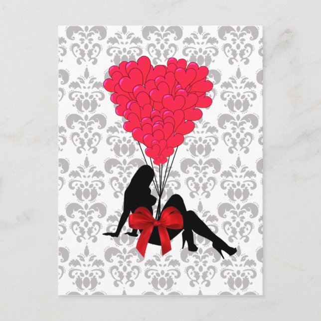 Postal Festiva Diseño romántico de San Valentín (Anverso)