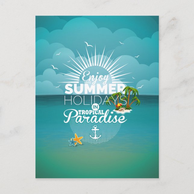 Postal Festiva disfrutar de las vacaciones de verano (Anverso)