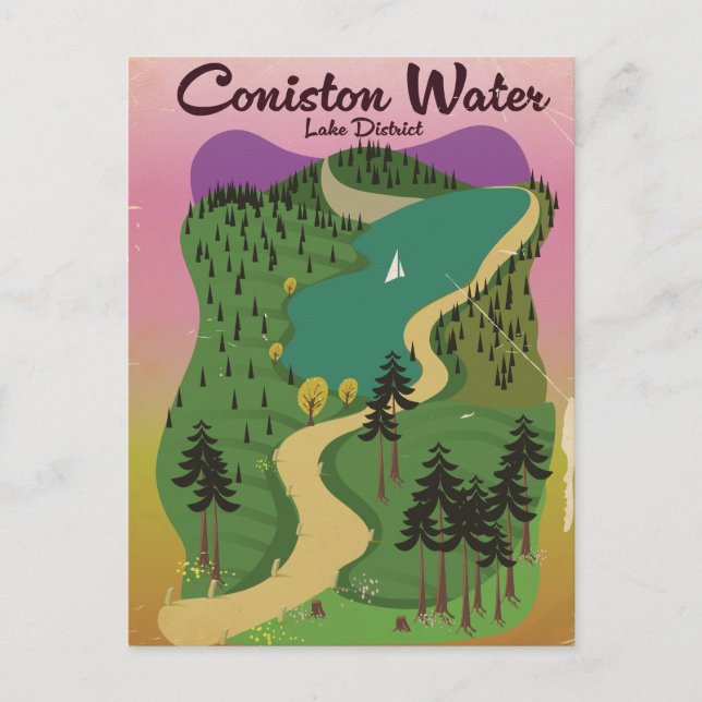 Postal Festiva Distrito de Coniston Water Lake (Anverso)