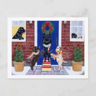 Postal Festiva Diversión de Labrador Recuperador de Navidades