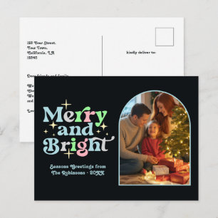 Postal Festiva Diversión Helada Navideña Alegre y Brillante Retro