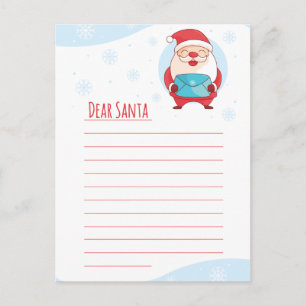 Postal Festiva Divertida carta corta al querido Santa Claus