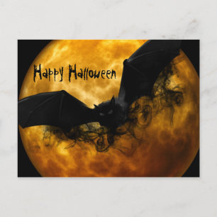 Postal Festiva Divertido asuste Feliz Bate de Halloween y luna ll