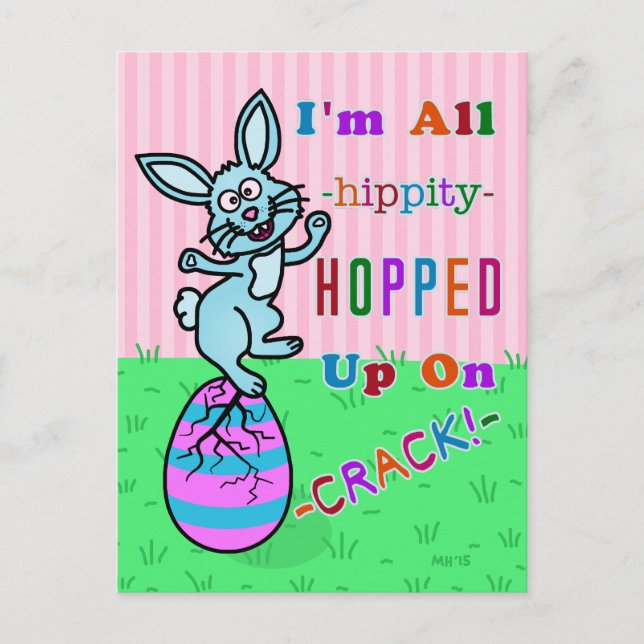 Postal Festiva Divertido conejo de Pascua con humor negro para hu (Anverso)