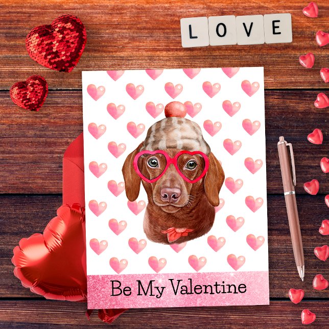 Postal Festiva Divertido Dachshund será mi perro de San Valentín (Subido por el creador)