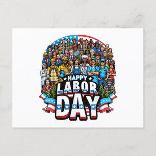 Postal Festiva Divertido Día del Trabajo Feliz Día del Trabajo Es