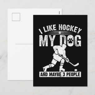 Postal Festiva Divertido Me Gusta El Hockey Mi Perro Y Quizás 3 P