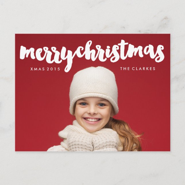 Postal Festiva Divertido Merry Christmas Handwriting (Anverso)