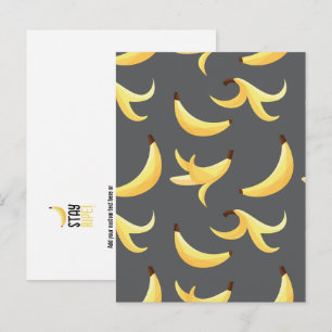 Postal Festiva Divertido patrón de plátano amarillo retro editabl