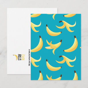 Postal Festiva Divertido patrón de plátano amarillo retro editabl