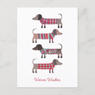 Postal Festiva Divertido perro de Dachshund