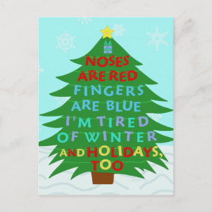 Postal Festiva Divertido poema de Bah Humbug Navidades