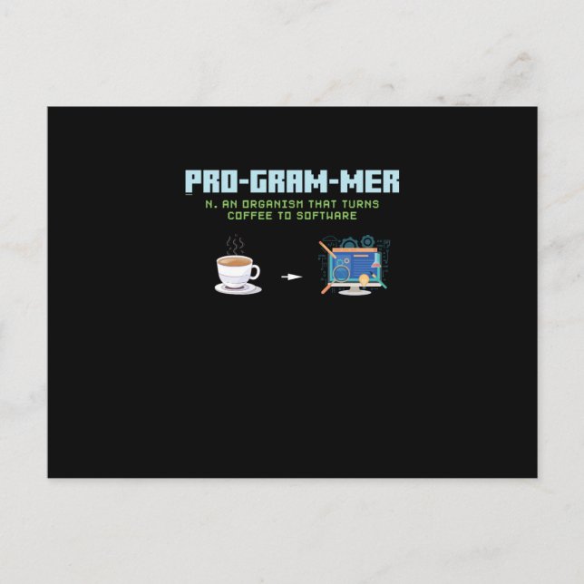 Postal Festiva Divertido programador de computadoras (Anverso)