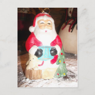Postal Festiva Divertido Santa con la impresión de arte de nieve