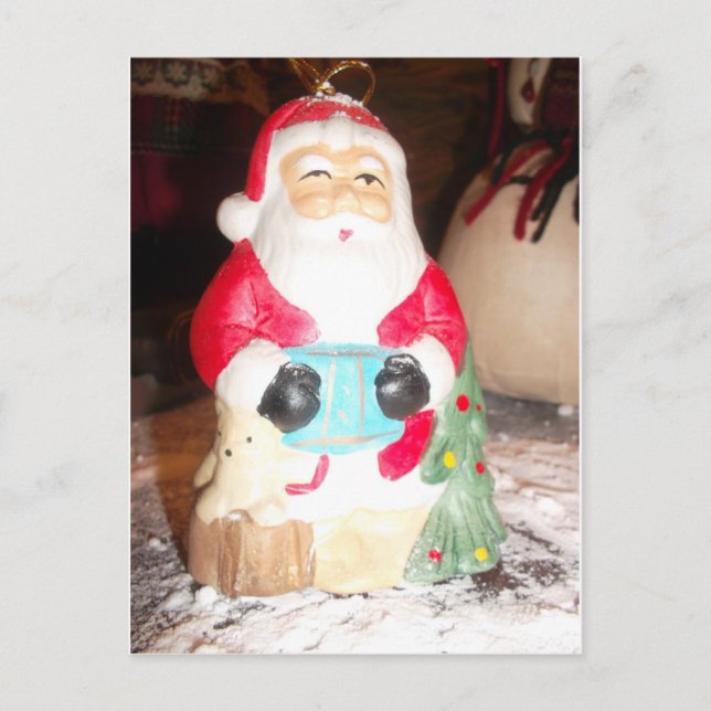 Postal Festiva Divertido Santa con la impresión de arte de nieve (Anverso)