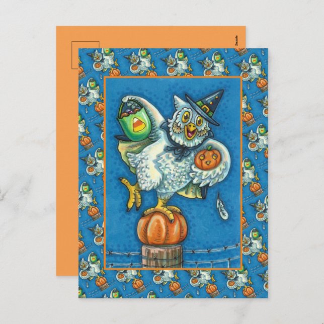 POSTAL FESTIVA DIVERTIDO TRICK O TRATAR OLOR MIS PIES HALLOWEL OW (Anverso / Reverso)