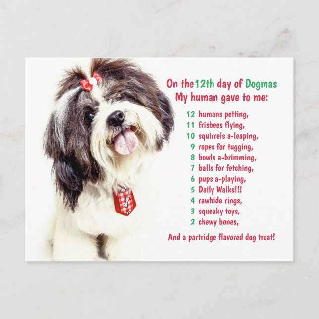 Postal Festiva Divertidos 12 días de Navidades Dogmas (Anverso)
