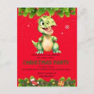 Postal Festiva Divertidos dinosaurios comen galletas de jengibre 
