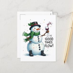 Postal Festiva Divertidos Navidades de snowman