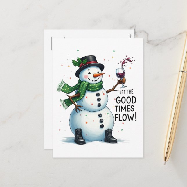 Postal Festiva Divertidos Navidades de snowman (Anverso/Reverso In Situ)