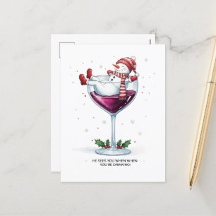 Postal Festiva Divertidos Navidades de snowman