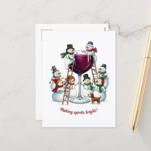 Postal Festiva Divertidos Navidades de snowman