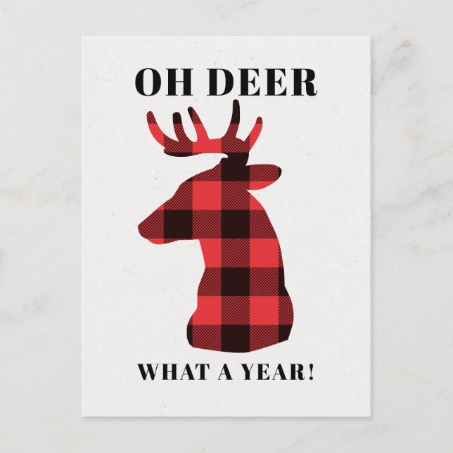 Postal Festiva Divertidos Oh Deer Qué Año Lumberjack Navidades (Anverso)