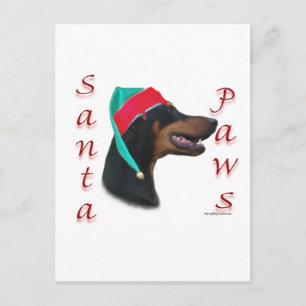 Postal Festiva Doberman Pinscher (negro) Santa Paws