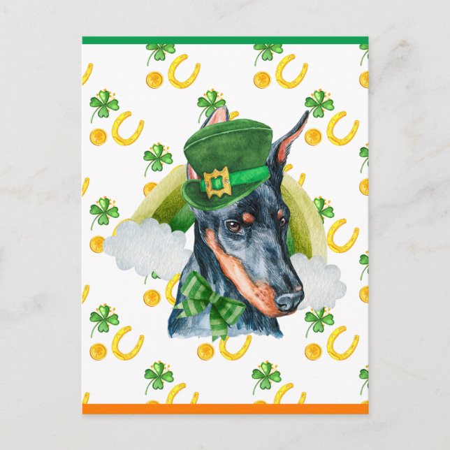 Postal Festiva Doberman Shamrock St Patricks Day (Anverso)