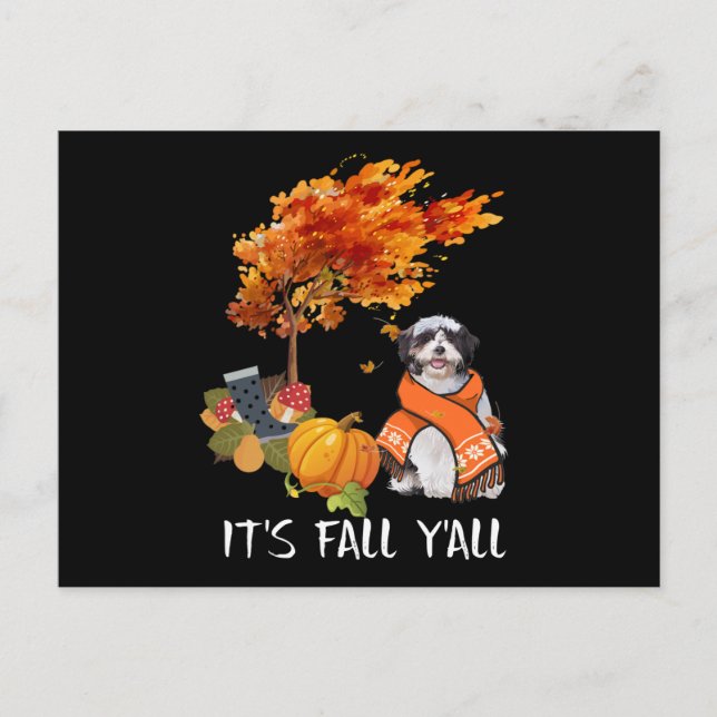 Postal Festiva Dog Lover | Shih Tzu es Fall Yall (Anverso)