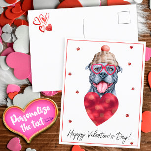 Postal Festiva Dog Lover Valentine Gift Gray Pitbull