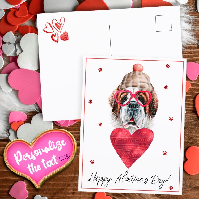 Postal Festiva Dog Lover Valentine Gift Saint Bernard (Subido por el creador)