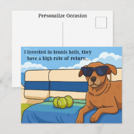Postal Festiva Dog Retirement Humor Tennis Ball Investment Joke